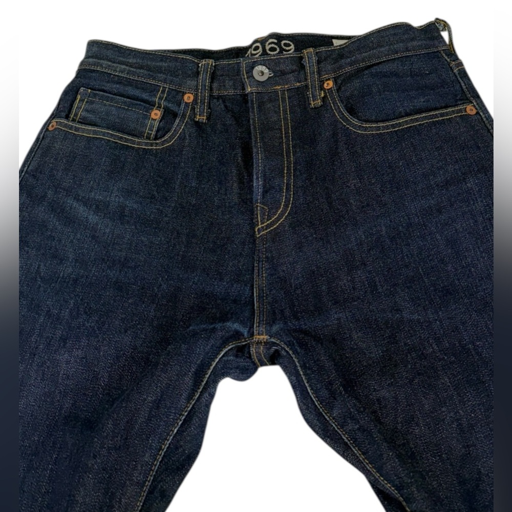 GAP 1969 Mens 31 X 32 Slim Straight Japanese Selvedge Denim Resin Rinse Cotton - Picture 16 of 16